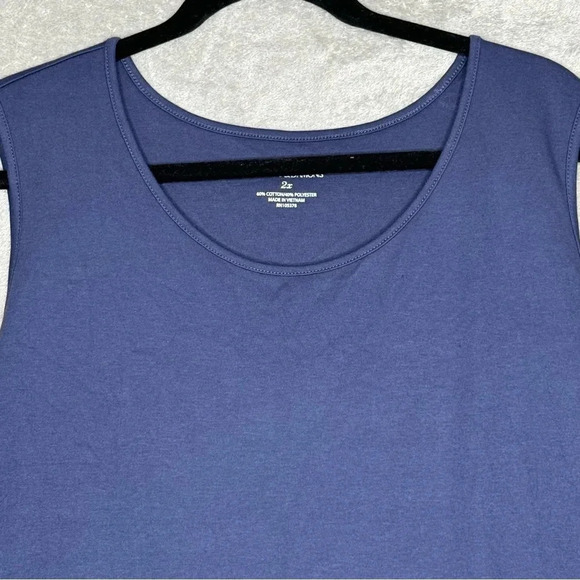 Drapers & Damons 2X Tank Top Shirt Navy Blue Scoop Neck Sleeveless Cotton Blend - Picture 2 of 5
